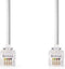 Nedis Telecomkabel - RJ10 Male - RJ10 Male - 2.00 m - Kabel design: Gekruld - Kabeltype: RJ10 - Wit - Envelop