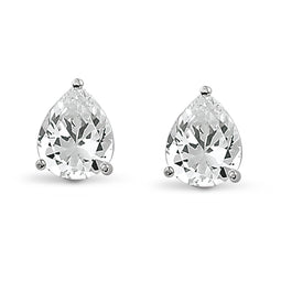 New Bling 9NB 0013 Zilveren oorstekers - zirkonia druppel 5x7 mm - zilverkleurig