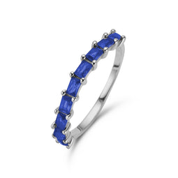 New Bling 9NB-1083-52 Zilveren Ring met Zirkonia - Maat 52 - 2 mm Breed - Baquette - Blauw - Zilver