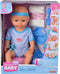 New Born Baby - Babypop - 43 cm - slapende ogen - blauw - drink en plasfunctie - babypop