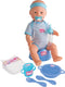 New Born Baby - Babypop - 43 cm - slapende ogen - blauw - drink en plasfunctie - babypop