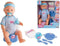 New Born Baby - Babypop - 43 cm - slapende ogen - blauw - drink en plasfunctie - babypop
