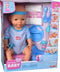 New Born Baby - Babypop - 43 cm - slapende ogen - blauw - drink en plasfunctie - babypop