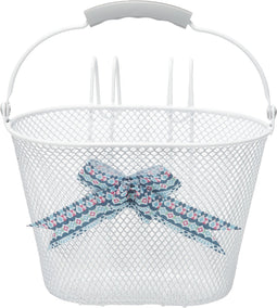 New Looxs Asti Girls Fietsmand Kinderfiets - Wit - Mand voor Fiets - Mandje met Hengsel en Strik - 8 liter