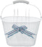 New Looxs Asti Girls Fietsmand Kinderfiets - Wit - Mand voor Fiets - Mandje met Hengsel en Strik - 8 liter