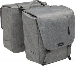 New Looxs Nova Double - Dubbele Fietstas - Geschikt voor Elektrische Fietsen - Voor MIK Bagagedrager - Afneembare Fietstas met Modern Design - 32 Liter - Grijs