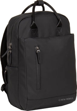 New Rebels Unisex Harper Miami Rugzak - 9L waterdichte rugzak met dubbele sluiting - 13 inch laptopvak - Waterafstotende ritssluiting - Gewatteerde riemen, ideaal voor werk & school - Zwart
