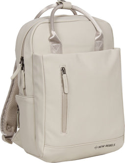 New Rebels Unisex Harper Miami Rugzak - 9L waterdichte rugzak met dubbele sluiting - 13 inch laptopvak - Waterafstotende ritssluiting - Gewatteerde riemen, ideaal voor werk & school - Beige