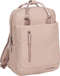 New Rebels Unisex Harper Miami Rugzak - 9L waterdichte rugzak met dubbele sluiting - 13 inch laptopvak - Waterafstotende ritssluiting - Gewatteerde riemen, ideaal voor werk & school - Oudroze