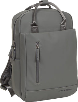 New Rebels Unisex Harper Miami Rugzak - 9L waterdichte rugzak met dubbele sluiting - 13 inch laptopvak - Waterafstotende ritssluiting - Gewatteerde riemen, ideaal voor werk & school - Antraciet