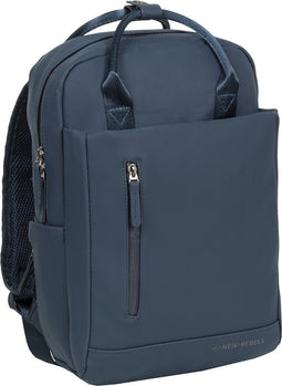 New Rebels Unisex Harper Miami Rugzak - 9L waterdichte rugzak met dubbele sluiting - 13 inch laptopvak - Waterafstotende ritssluiting - Gewatteerde riemen, ideaal voor werk & school - Navy blauw