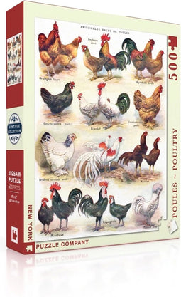 New York Puzzle Company Poules ~ Poultry - 500 pieces
