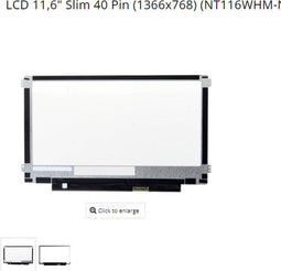 Pros Only! NT116WHM-N10 - Laptop LCD Scherm - 11,6" Slim 40 Pin 1366x768