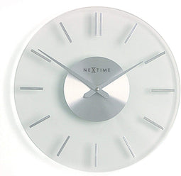 NeXtime - Wandklok- 31 cm- Glas/Aluminium- Transparant - 'Stripe'