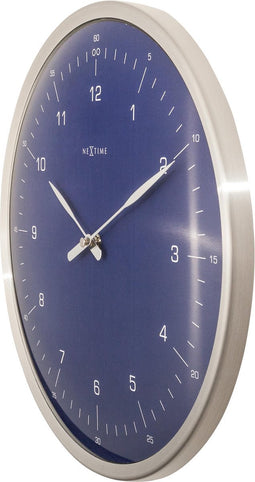 NeXtime - Wandklok - 33 cm - Metaal - Blauw - '60 Minutes'