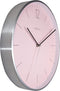 NeXtime- Wandklok- 34cm-Glas/Metaal- Romantisch Roze-Essential Silver