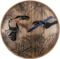 NeXtime - Wandklok - 40 cm - Hout - Multi color - 'Tropical birds'