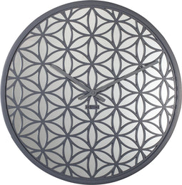 NeXtime - Wandklok - 50 cm - Hout/Spiegel - Grijs - 'Bella Mirror'