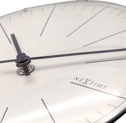 NeXtime - Wandklok/Tafelklok- 20cm- Glas- Wit- 'Big Stripe Mini Dome'