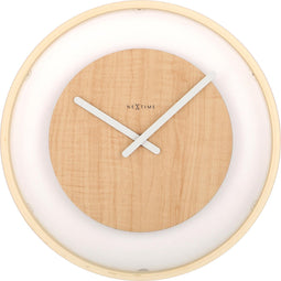 NeXtime Wood Loop - Rond - Glas - Ø30 cm - Hout - Licht Bruin