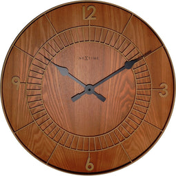 NeXtime Wood Square - Klok - Rond - Hout - � 50 cm - Bruin