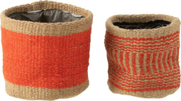 J-Line mand Rond + Band - jute - naturel/oranje - XS/S - 2 stuks