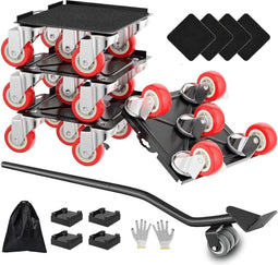 Meubellifter transportwagen - meubelroller set - 200 kg draagkracht - 5 wielen rood