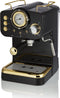 Swan Gatsby Espressomachine – Gemalen Koffie & Pads – Met Melkopschuimer – Zwart/Goud