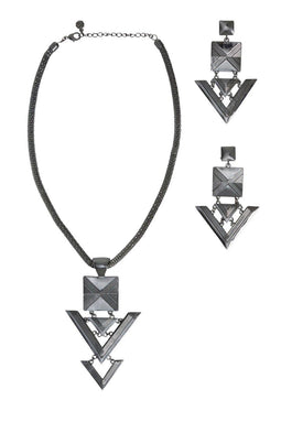 Pieces Medina Set - Ketting + Oorbellen - Gunmetal