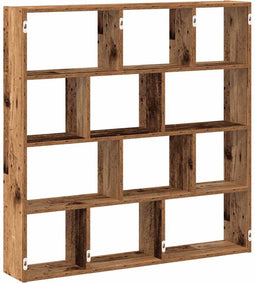 vidaXL - Wandschap - kubus - 12 - vakken - bewerkt - hout - oud - houtkleurig