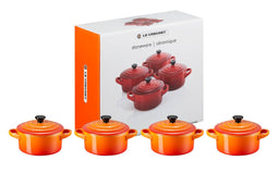 Le Creuset Mini-Braadpannen 4st. 'Oranjerood'
