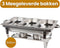 Alora Chafing Dish chrome 3 bakken - voedsel verwamer - voedsel warmhouden - met deksel - buffetwarmer - roestvrij staal - chrome - warmhoudplaat - bain maria - warmhoudbakken - Warmhoudschalen