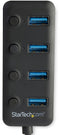Startech.com HB30A4AIB - 4-poorts USB 3.2 Gen 1 hub - 4x USB-A met Aan/Uit knoppen - Zwart