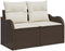 vidaXL - 2-Zits - Tuintafel - Sofa - met - Kussens - Bruin - Poly - Rattan