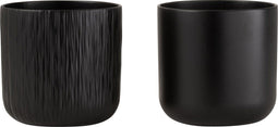 J-Line bloempot Gen - keramiek - zwart - large - 2 stuks - Ø 18.5 cm