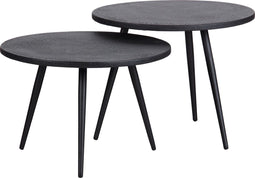 WOOOD Suze Bijzettafels - Hout/metaal - Zwart - Set van 2