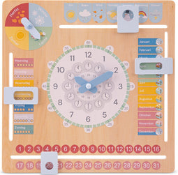 New Classic Toys® Houten Kalenderklok - Leer Klokkijken - Dagen Maanden Seizoenen Weer - Pastel