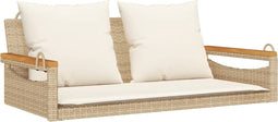 vidaXL - Schommelbank - met - kussens - 109x62x40 - cm - poly - rattan - beige