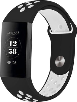 iMoshion Bandje Geschikt voor Fitbit Charge 3 / 4 - iMoshion Siliconen sport band ronde drukknoop zonder pinnetje - Zwart