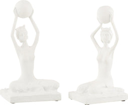 J-Line decoratie Vrouw Badpak Bal - polyresin - wit - 2 stuks