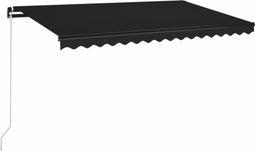 vidaXL - Luifel - handmatig - uittrekbaar - met - LED - 400x350 - cm - antracietkleur