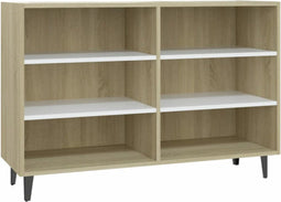 vidaXL - Dressoir - 103,5x35x70 - cm - spaanplaat - wit - en - sonoma - eikenkleurig