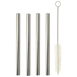 Metaltex - Set van 4 herbruikbare rietjes - Inox zwart