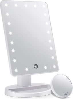 Strex Make Up Spiegel - LED verlichting - 3 Verlichtingsmodi - 1/10x Vergroting - Wit