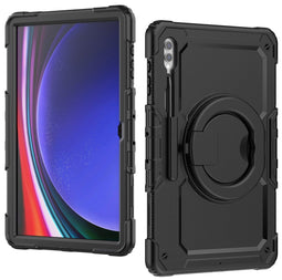 Mobilize Tablethoes geschikt voor Samsung Galaxy Tab S9 Ultra Hardcase Backcover | Mobilize Rotating Defender + Schouderband | Schokbestendig Galaxy Tab S9 Ultra Telefoonhoesje | Anti Shock Proof + Standaard - Zwart
