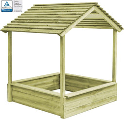 vidaXL Buitenspeelhuis met zandbak 128x120x145 cm grenenhout