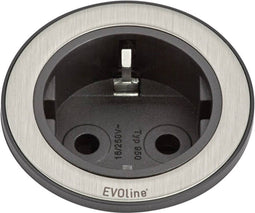 EVOline 159280001100 Inbouwstekkerdoos 1-voudig RVS, Zwart 1 stuk(s)
