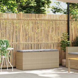 vidaXL - Tuinbank - met - kussen - 110x40x44 - cm - poly - rattan - beige