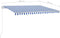 vidaXL - Luifel - automatisch - uittrekbaar - met - palen - 4x3 - m - blauw - en - wit