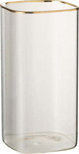 J-Line vaas Tula - glas - transparant/goud - small